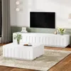 Streamdale Furniture Streamdale Elegant Tv Stand & Coffee Table Set, Arched Media Console, White