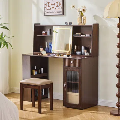 Streamdale Furniture Streamdale Elegant Vanity Desk With Lighted Mirror & Storage -