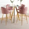 Streamdale Furniture Streamdale Elegant Velvet Bar Chairs (set Of 5) With Gold Legs