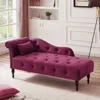 Streamdale Furniture Streamdale Elegant Velvet Chaise Lounge With Tufted Buttons And Nailhead Trim