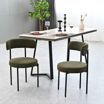 Streamdale Furniture Streamdale Elegant Velvet Dining Chair With Sturdy Metal Legs In Green