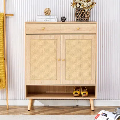 Streamdale Furniture Streamdale Elegant Vine-shaped Wood Shoe Cabinet With Vintage Charm