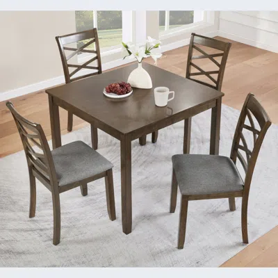 Streamdale Furniture Streamdale Elegant Walnut 5-piece Dining Table Set In Brown