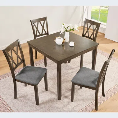 Streamdale Furniture Streamdale Elegant Walnut 5-piece Dining Table Set In Brown
