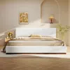 Streamdale Furniture Streamdale Elegant White Fabric Upholstered King Bed With Solid Wood Base