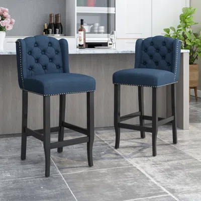 Streamdale Furniture Streamdale Elegant Wingback Barstools With Button Tufting And Nailhead Trim