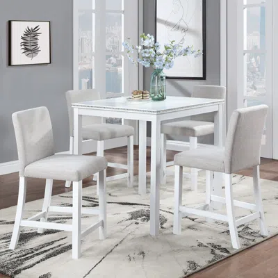 Streamdale Furniture Streamdale Elegant Wooden Counter Height Dining Set With Upholstered Chairs