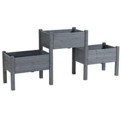 Streamdale Furniture Streamdale Elevated 2-tiered Fir Wood Garden Bed With Drainage Holes (72.5" L X 17.75" W X 31.5" H)