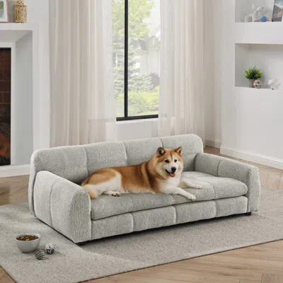 Streamdale Furniture Streamdale Elevated Linen Dog Sofa Bed For Large Dogs - Beige
