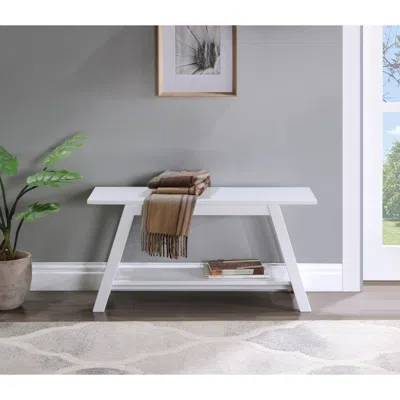 Streamdale Furniture Streamdale Elyz Solid Wood Bench With Shelf, 36.10-inch Long, White