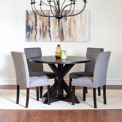 Streamdale Furniture Streamdale Enbridge 5-piece Dining Set, Cross-buck Dining Table With 4 Stylish Chairs