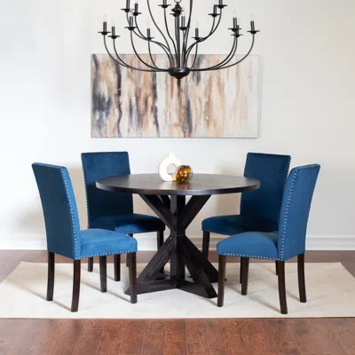 Streamdale Furniture Streamdale Enbridge 5-piece Dining Set, Cross-buck Dining Table With 4 Stylish Chairs