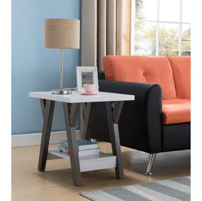 Streamdale Furniture Streamdale End Table White Distressed Grey In Black