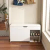 Streamdale Furniture Streamdale Entryway Bench Shoe Storage, Flip-up Drawers, Hidden Cabinet, White