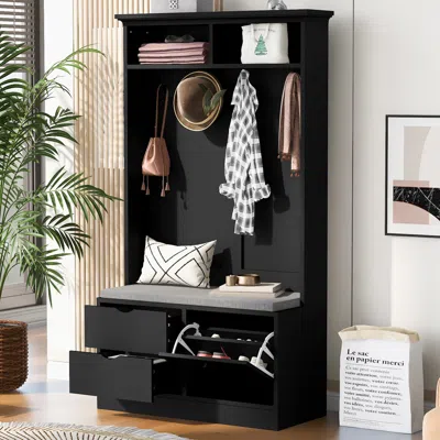Streamdale Furniture Streamdale Entryway Bench With Coat Rack And Shoe Storage