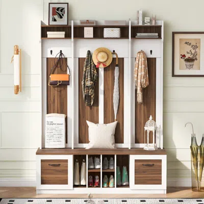 Streamdale Furniture Streamdale Entryway Hall Tree: Bench, Coat Rack, Drawers & Shelves