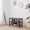 Streamdale Furniture Streamdale Entryway Shoe Bench With Cushion & Storage Shelf In Black