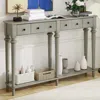 Streamdale Furniture Streamdale Entryway Table - Retro Console Table With 4 Drawers & Shelf (grey Wash) In Gray