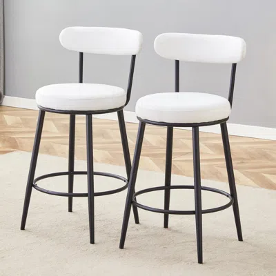 Streamdale Furniture Streamdale Ergonomic Bar Chairs, White Cushions, 35.5" High, Black & White