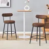 Streamdale Furniture Streamdale Ergonomic High Leg Bar Chairs - Brown Fabric Cushions, Black Metal Legs