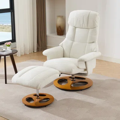 Streamdale Furniture Streamdale Ergonomic Recliner Chair With Ottoman - White