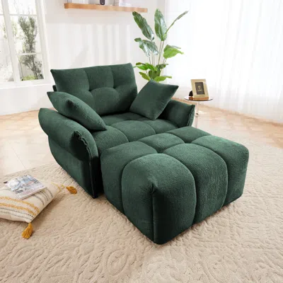 Streamdale Furniture Streamdale Ergonomic Sofa & Ottoman Set - Modern Lounge Chair, Green