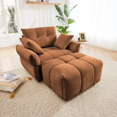 Streamdale Furniture Streamdale Ergonomic Sofa With Ottoman, High-resilience Cushions, Burnt Orange