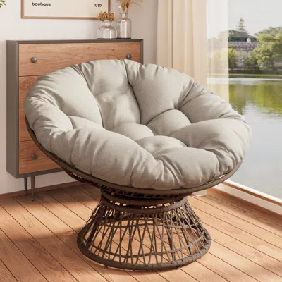 Streamdale Furniture Streamdale Ergonomic Wicker Chair With Cloud-like Cushions And 360 Swivel