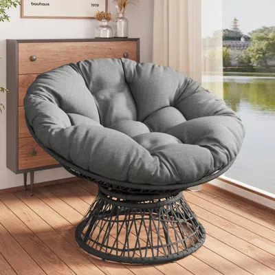 Streamdale Furniture Streamdale Ergonomic Wicker Swivel Chair With Cushion