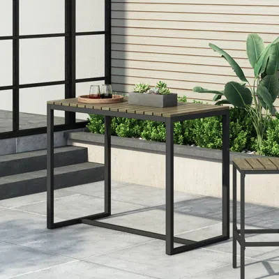 Streamdale Furniture Streamdale Ernesto Acacia Wood Modern Industrial Outdoor Bar Table