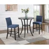 Streamdale Furniture Streamdale Espresso Bar Table Set With Blue Chairs