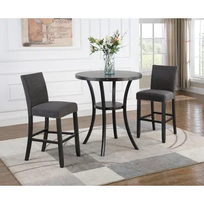 Streamdale Furniture Streamdale Espresso Bar Table Set With Gray Chairs