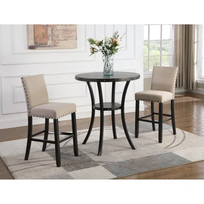 Streamdale Furniture Streamdale Espresso Bar Table Set With Tan Chairs