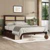 Streamdale Furniture Streamdale Espresso Full Bed With Rattan Headboard & Storage