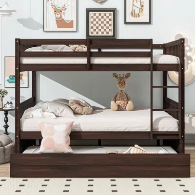 Streamdale Furniture Streamdale Espresso Full Over Full Bunk Bed W/ Trundle & Ladder