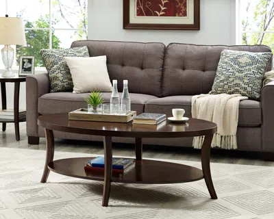 Streamdale Furniture Streamdale Espresso Oval Coffee Table With Shelf In Brown