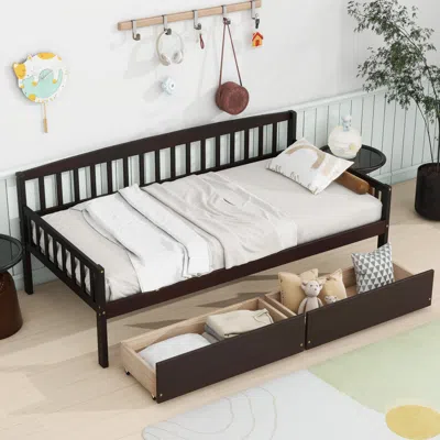 Streamdale Furniture Streamdale Espresso Pinewood Daybed With Drawers