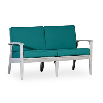 Streamdale Furniture Streamdale Eucalyptus Loveseat With Cushions, Gray Finish, Green Cushions
