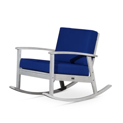 Streamdale Furniture Streamdale Eucalyptus Rocking Chair With Navy Cushions In Blue