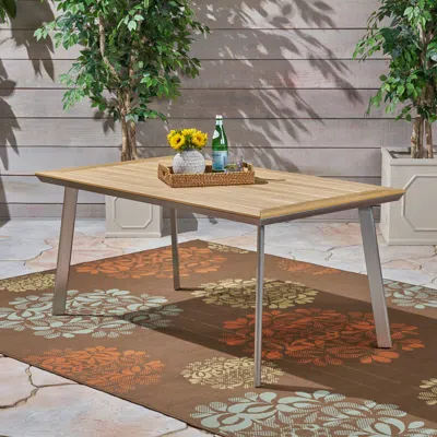 Streamdale Furniture Streamdale Eucalyptus Wood And Aluminum Modern Outdoor Dining Table For 5