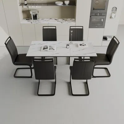 Streamdale Furniture Streamdale Expandable Dining Set With Cushioned Armless Chairs