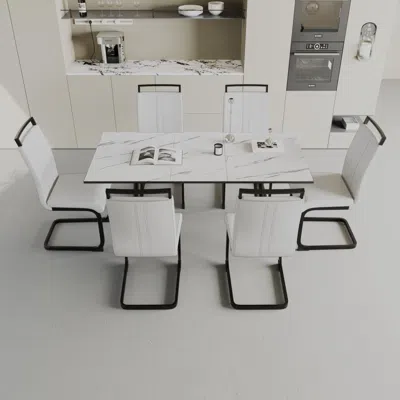 Streamdale Furniture Streamdale Expandable Dining Table Set: Table And Cushioned Chairs