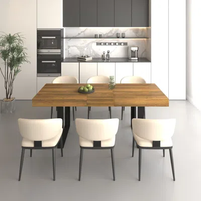Streamdale Furniture Streamdale Extendable Dining Table - Aged Wood & Black, 160-200cm