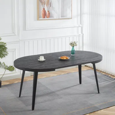 Streamdale Furniture Streamdale Extendable Dining Table - Black, Metal Legs