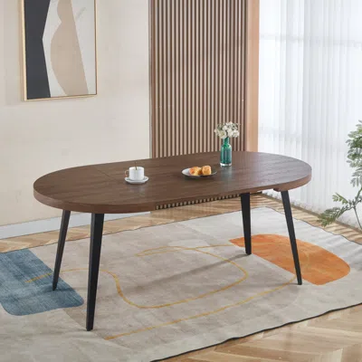Streamdale Furniture Streamdale Extendable Dining Table - Walnut, Metal Legs