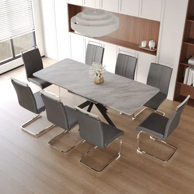 Streamdale Furniture Streamdale Extendable Dining Table Set For 6-8 With Chairs