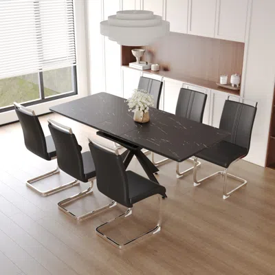 Streamdale Furniture Streamdale Extendable Dining Table Set For 6-8 With Chairs