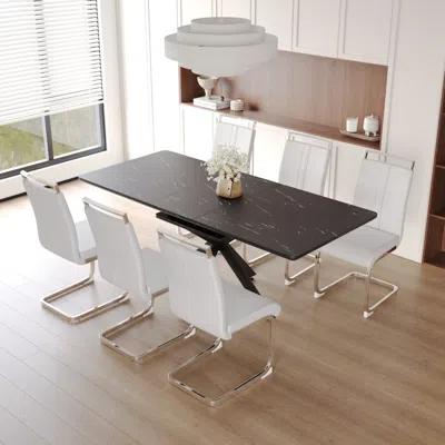Streamdale Furniture Streamdale Extendable Dining Table Set For 6-8 With Chairs