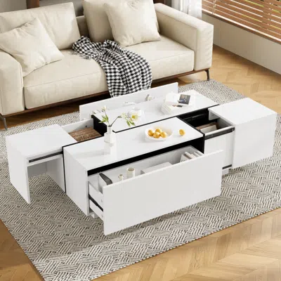 Streamdale Furniture Streamdale Extendable High-gloss Coffee Table W/ Storage Drawers