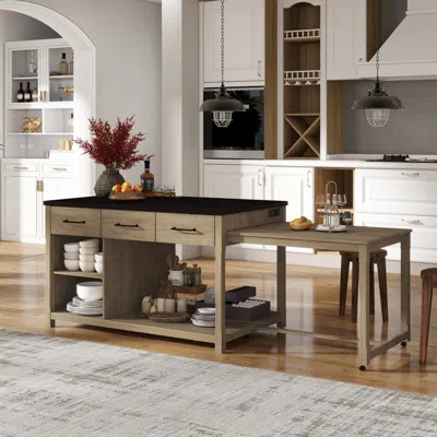 Streamdale Furniture Streamdale Extendable Kitchen Island Cart W/ Power Outlets